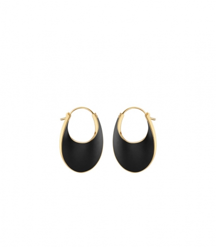 Polene | eole Slim Hoop - Black Leather